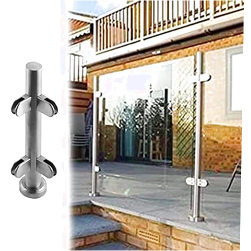 Pealihuy Floor Standing Glass Railing Post - Stainless Steel Brushed Outdoor Deck Indoor Balustrade Railing Posts,End Post,95cm/37.4in