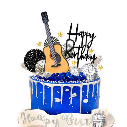 BANBALLON 15 PCS Guitar Cake Toppers Disco Ball Cake Toppers Music Theme Birthday Cake Toppers Guitar Model Cake Decorations For Musician Birthday Party Rock Theme Party Guitar Theme party Supplies