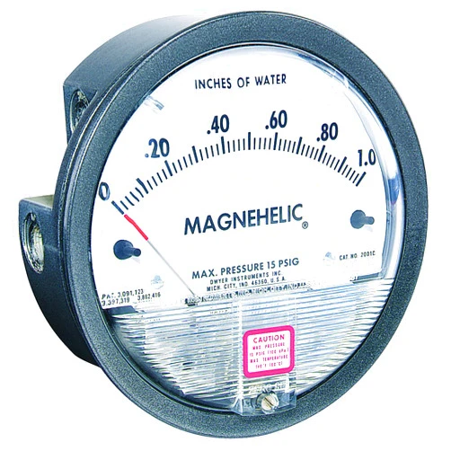 Dwyer Magnehelic Series 2000 Differential Pressure Gauge Kit, Range 0-1.0