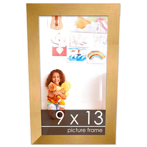 Poster Palooza 9x13 Frame Gold Bronze Solid Wood Picture Frame with UV Acrylic Plexiglass, Foam Board Backing & Hardware Included