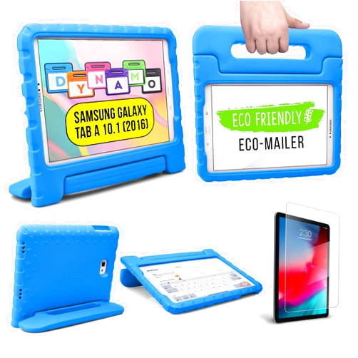 Cooper Cases Cooper Dynamo [Rugged Kids Case] Protective Case for Samsung Tab A 10.1 (2016) T580 T585 only | Child Proof Cover with Stand, Handle, Screen Protector (Blue) NOT FIT with P580 P585 and 2019 Released