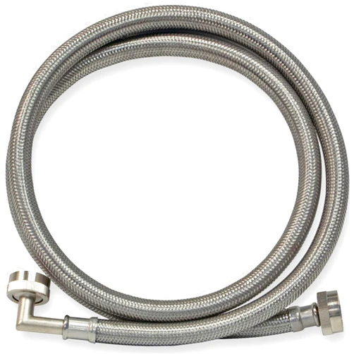 Eastman Washing Machine Connector, 3/4 Inch FHT Connection, 90 Degree Elbow, 6 Foot Braided Stainless Steel Washing Machine Hoses, 48375