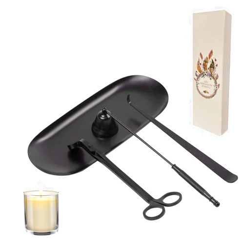 SHANDERBAR Candle Wick Trimmer, Candle Snuffer,Candle Storage Tray Plate, Wick Dipper,4 in 1 Candle Accessories with Gift Package,Great for Candles Lovers
