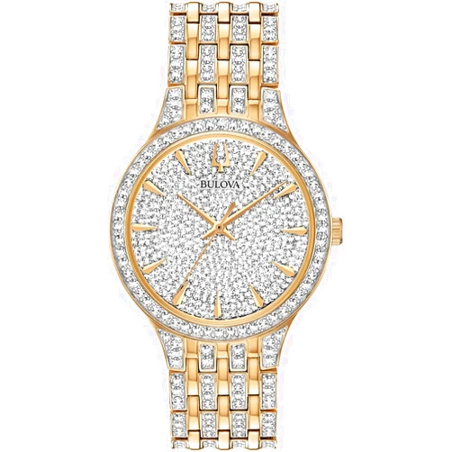 Bulova Crystal Pave 3-Hand Quartz Slim Case Watch