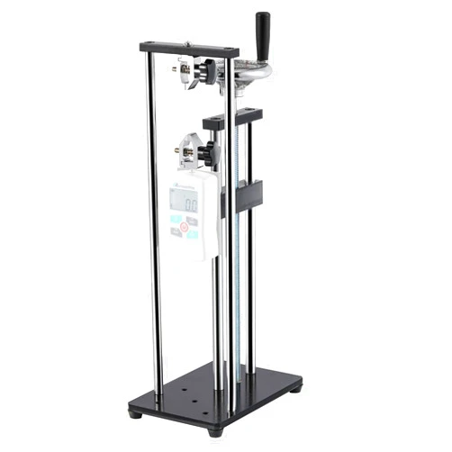 Mxmoonfree Force Gauge Stand Manual Force Test Stand Push Pull Gauge, Hand Wheel Operated, with 250mm/9.8’’ Stroke, 2 Pcs Testing Clamp, for Compression and Tension Testing (for ZMF model Force Gauge)