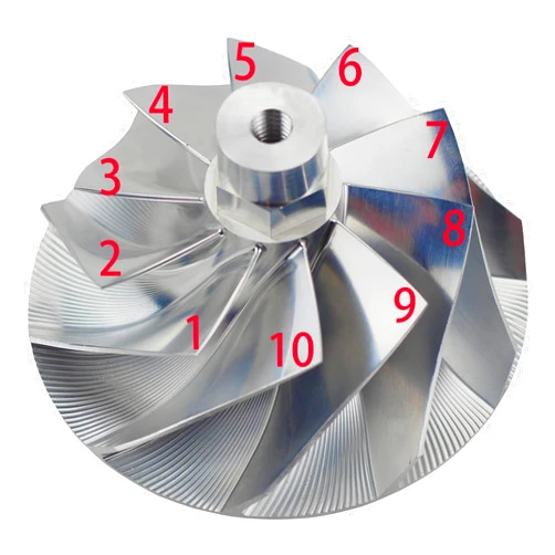 Haturbo Upgrade Turbo Billet Impeller 10 blades 59.5/79.5mm Wheel Fit for 99.5-03 Ford Diesel 7.3L F250 F350 F450 V8 739619-5004 GTP38 Turbocharger