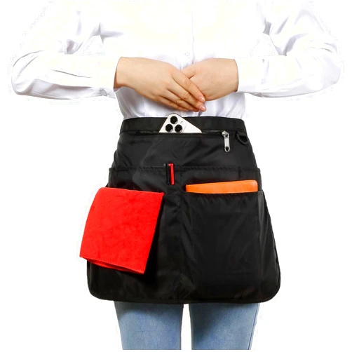 Bafelia Waterproof Server Apron for Women with 7 Pockets,Quickly Put on and Take off Waitress Apron,Work Apron for Bartender Barista