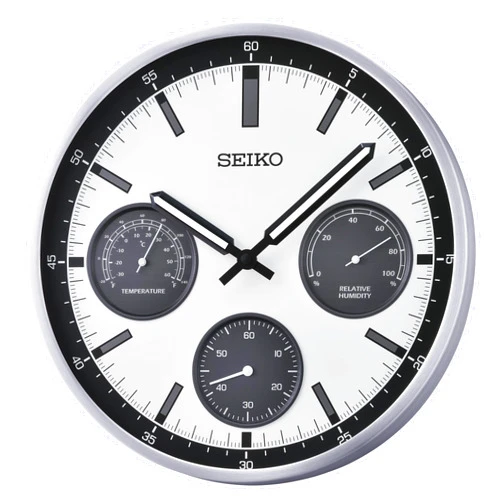 SEIKO Shelby Non Ticking Wall Clock, Silver, 13 Inch