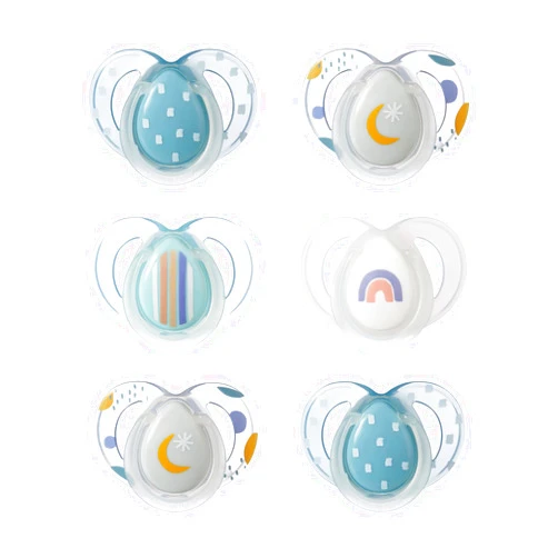 Tommee Tippee Nighttime pacifiers, 6-18 months, 6 pack of glow in the dark pacifiers with symmetrical silicone baglet