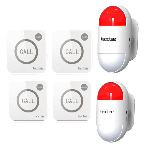 Taoctee Panic Button Alarm for House Remote Control Office Siren Alarm System Sound & Light Emergency Panic Button for Security,Elderly,Home,Shop,Business,Luxury Store(Battery Operated & USB Charging)