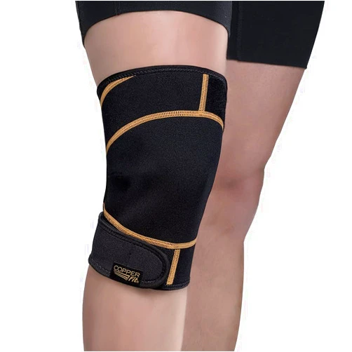 Copper Fit unisex adult Rapid Relief Knee Wrap with Hold/Cold Therapy Abdominal Support, Black, Adjustable
