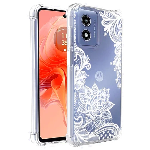 Sidande Case for Moto G24 4G Case, Motorola G04 4G XT2423-1 XT2421-2 Case for Girls Women, Clear Floral Soft Flexible TPU Slim Phone Protective Case Cover for Motorola Moto G24 4G Mandala
