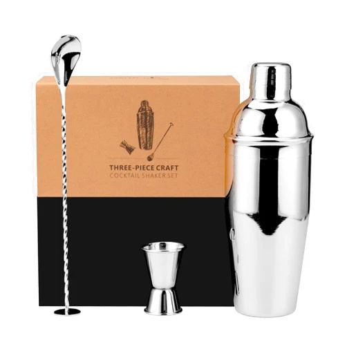 Jettory Cocktail Shaker Set - 3-Piece Mixology Bartender Kit with 24 oz Shaker, Mixing Spoon, Jigger & Gift Box - Premium Martini Shaker Set - Perfect Home Bartending Kit for Beginners