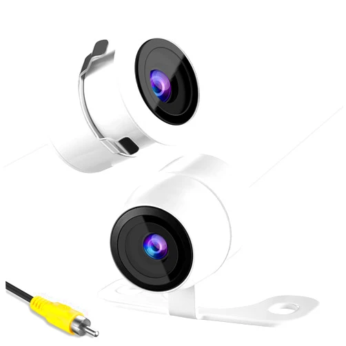 RAAYOO Backup Camera for Car, Metal Housing 170°Wide View Angle Rear/Side/Front View Camera for Car, Clear Night Vision IP69 Waterproof Reverse Camera for Vehicle SUV RV Pickup, 18.5mm, 12V/24V, White
