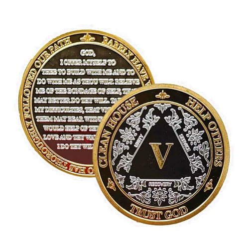 MYRECOVERYSTORE Silver & Gold 1-50 Years Alcoholics Anonymous Medallion AA Coin Capsule Included