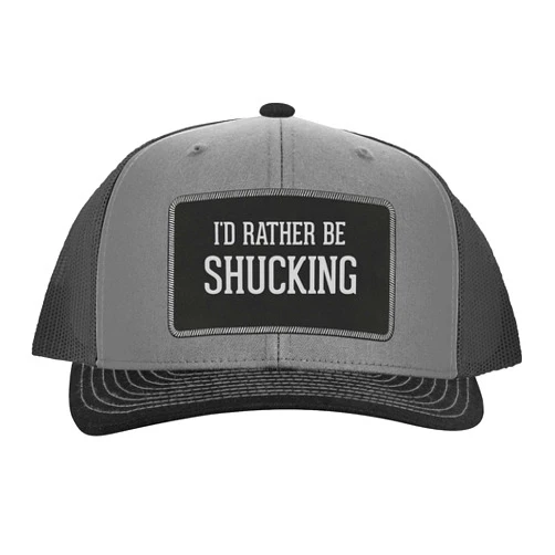 One Legging it Around I'd Rather Be Shucking - Leather Black Patch Engraved Trucker Hat