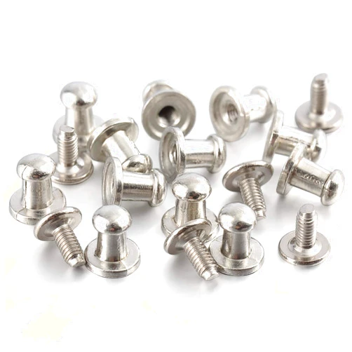 YORANYO 100 Sets 8x5x8MM Silver Button Spikes and Studs Rivet Round Head Screw Back Leather Craft Rapid Rivet Punk Studs and Spikes for Clothing Shoes Belts Bags Dog Collars Rivets DIY 5/16 Inch