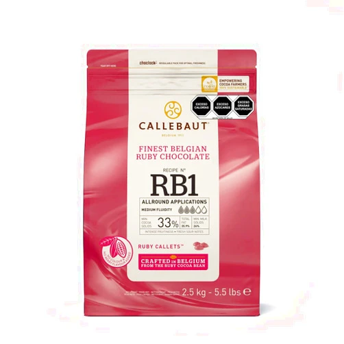 Callebaut Belgian Ruby Chocolate Callets, 47.3% Cocoa, 2.5 kg Bag, Halal, Kosher, Vegetarian