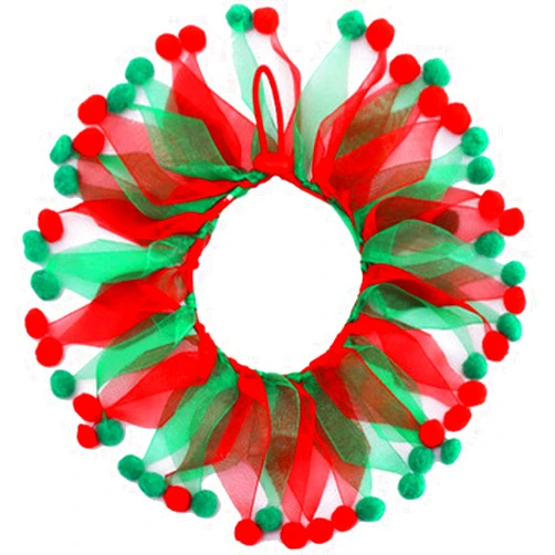 YANQINQIN Christmas Pet Collar Ornaments Red Green Collar Adjustable Holiday Dress for Cat and Dog (S(30CM))