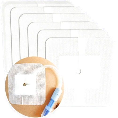 DiaBelt Peritoneal Dialysis PD Catheter Drain Split Bordered Gauze Island Dressing Pad for Stomach Feeding Peg J Tube| Individually Packed| Wound Bandage with Adhesive Border 4
