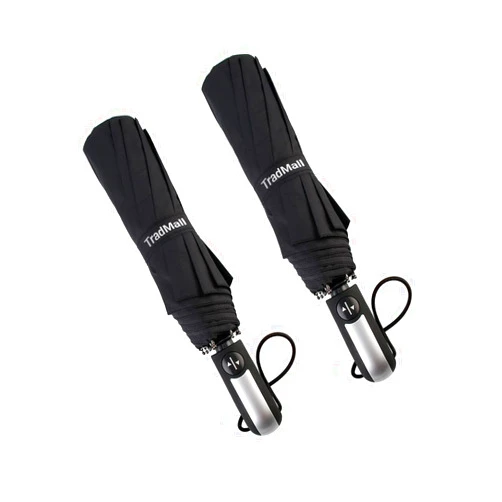 TradMall 2 Pack Travel Umbrella Windproof 46/56 Inches Large Canopy Reinforced Fiberglass Ribs Auto Open & Close