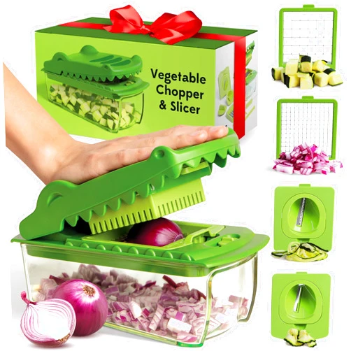 fullstar Croc Chop X OTOTO, Vegetable Chopper, Food Chopper, Cool Kitchen Gadgets, Crocodile Onion Chopper, Housewarming Kitchen Gifts, Multifunctional Vegetable Cutter, Cooking Gifts Gadgets