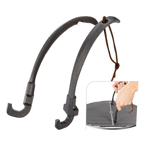GriAddict 2Pack Barbecue Cooking Grids Gripper, Cast Iron Grill Grate Lifter Tool - Charcoal Grill Accessories Works for Weber Kettle Grill, Joe Classic Grill, Char-Griller Akorn Grill Grate, Easy to Move Grate