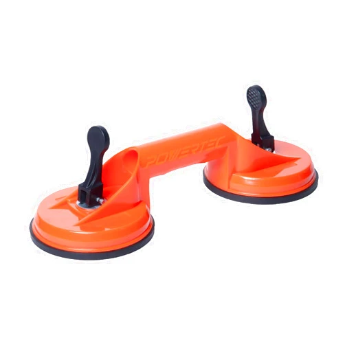POWERTEC Glass Suction Cups to Lift Large Glass & Tiles, 1PK, Vaccum Suction Cup Lifter to Lift Large Glass, Tiles, Granite & Auto Glass Windshield Installation, Double Claw Glass Holder Vacuum Plate