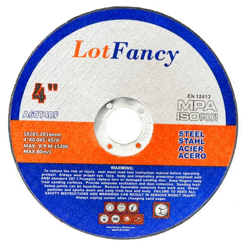 LotFancy Cut Off Wheels, 4 inch, Pack of 10, Angle Grinder Cutting Disc, Metal and Stainless Steel Cutting Wheels, Welding Accessories, Thin Kerf, Flat T1 Cut-Off Tool, 4 x 0.045 x 5/8”