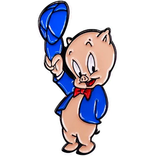 TCB Creations Porky Cartoon Pig Character 1.2 Inches Tall Metal Enamel Pin