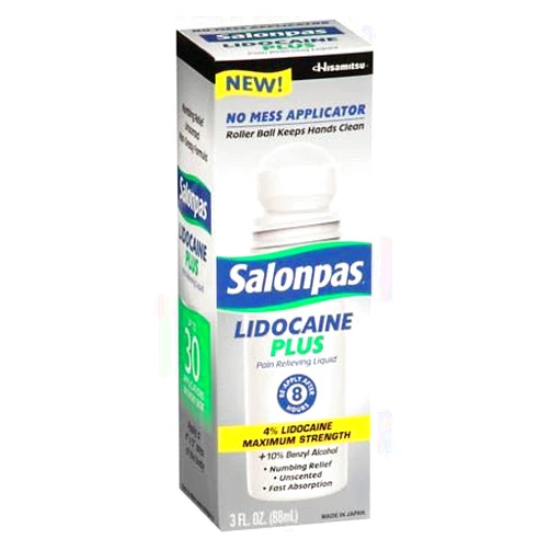 Salonpas LIDOCAINE Plus Pain Relieving Liquid (Pack of 4)