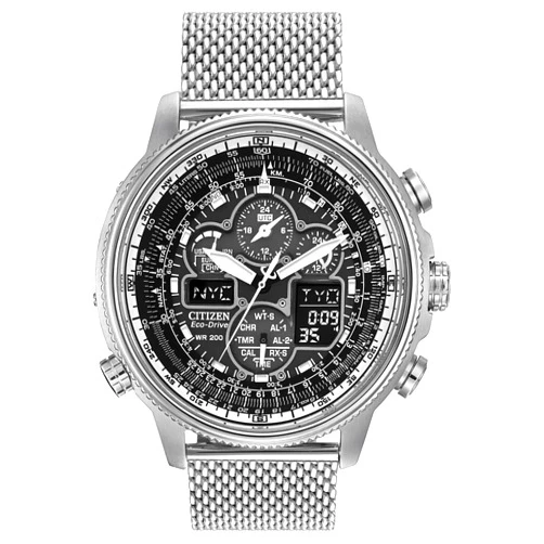 Citizen Men's Promaster Navihawk A-T Eco-Drive Pilot Watch, Atomic Timekeeping, Chronograph, Power Reserve Indicator, Luminous Hands and Markers, Anti-Reflective Crystal