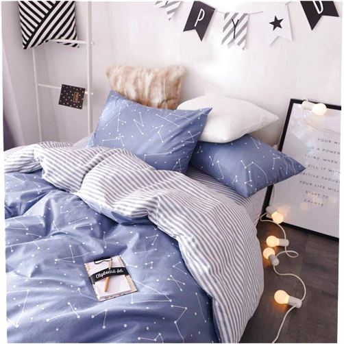 VM VOUGEMARKET Kids Duvet Cover Set Twin Blue,Premium Cotton Constellation Stars Printed Bedding Set,Galaxy Theme Comforter Cover with Zipper-Twin,Constellation