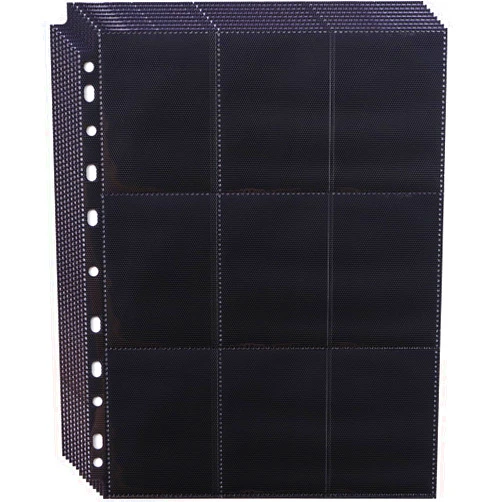 Zofly 20 Pack 360 Pockets Black Trading Card Sleeves Binder Sheets, Double Sided Thicken Game Card Sleeves for 3 Ring Binder, 9 Pocket Side Loading Page Protector for MTG, Yugioh, Game, Baseball Cards