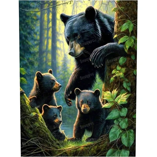 Snuqevc Unique Wooden Jigsaw Puzzles - Black Bear Jungle Adventure, 1000 Piece Colorful Artwork Jigsaw Puzzle for Adults, Fun and Challenging Brain Exercise for Puzzle Enthusiasts - Ideal Gift