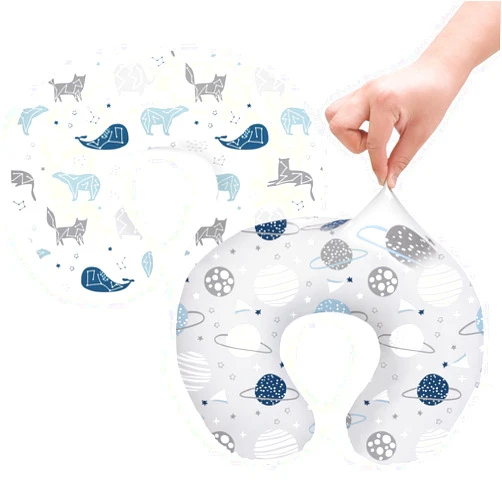 BROLEX Baby Nursing Pillow Covers: 2-Pack Soft Slipcovers for Breastfeeding Pillows - Comfortable Fabric, Fits Standard Nursing Pillows for Boys & Girls -Space Planet