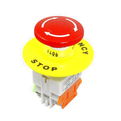 YQBOOM 1 Pcs Red Mushroom Cap 1NO 1NC DPST Emergency Stop Push Button Switch AC 660V 10A