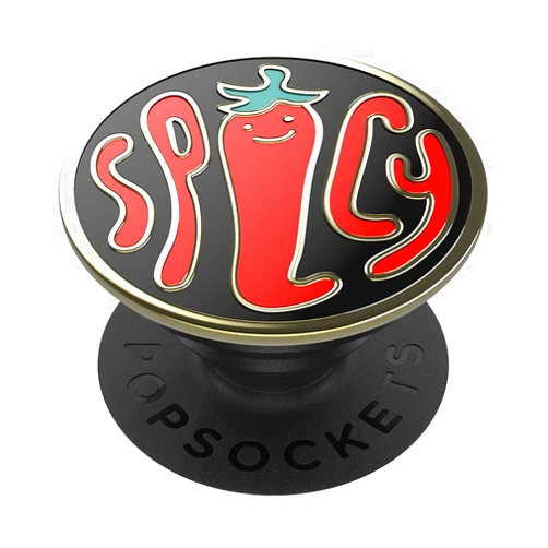 PopSockets PopGrip - Expanding Stand and Grip with a Swappable Top for Smartphones and Tablets - Enamel Spicy Black