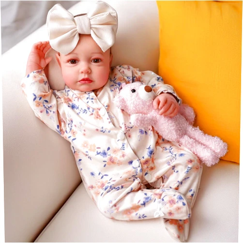 BABESIDE Lifelike Reborn Baby Dolls Girl - 20 inch Cloth Body Brown Eyes Hand-Painted Hair Realistic-Newborn Baby Dolls Handmade Baby Feeling Real Life Baby Dolls Girl with Feeding Kit Gift Box