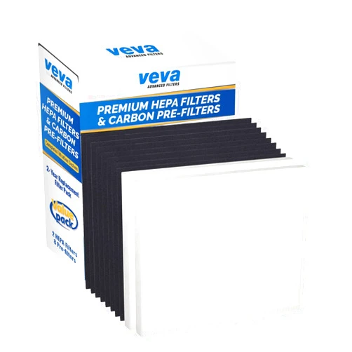 VEVA HEPA Filters Compatible with Coway Airmega AP-1512HH - 2 Pack HEPA Air Purifier Filters with 8 Charcoal Pre-Filters compatible with Coway Airmega 200M Air Purifier