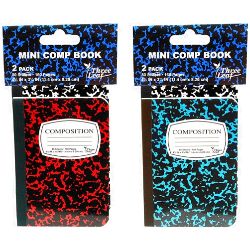 Three leaf 4-Pack Mini Marble Composition Notebooks, 4-1/2