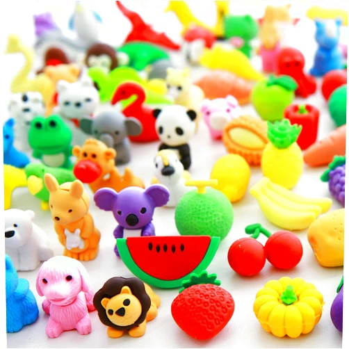 Megoogo 102 PCS Animal Erasers Bulk Desk Pets Fun Erasers for Kids Bulk Treasure Box Toys for Classroom Rewards Back to School Supplies 3D Puzzle Erasers Party Favors Goodie Bags Random Style