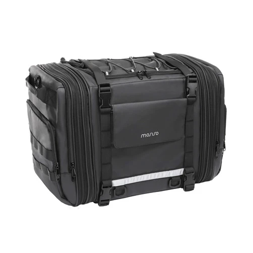 MOSISO Motorcycle Travel Luggage Bag, Motorcycle Tail Bag with Expandable Capacity 32L-48L, Motorcycle Rear Seat Trunk Gear Bag with Rain Cover&Shoulder Strap, Motorbike Storage Duffle Carry Bag,Black