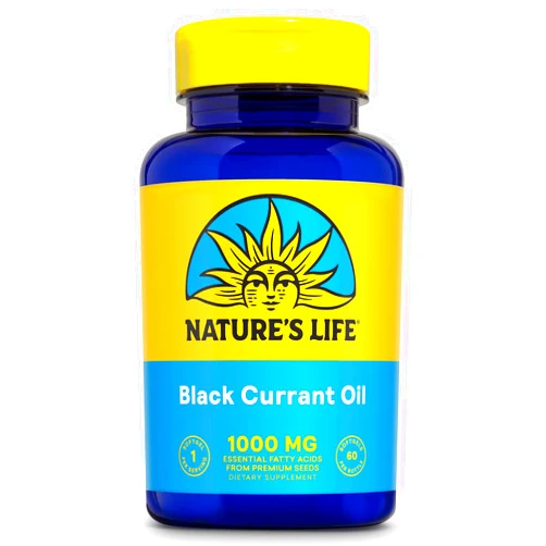 Health From The Sun NATURE'S LIFE Black Currant Seed Oil 1000mg - Black Currant Oil, Natural Source of Omega 6 Gamma Linolenic Acid (GLA) and Omega 3 Alpha-Linolenic Acid (ALA), 60-Day Guarantee, 60 Servings, 60 Softgels