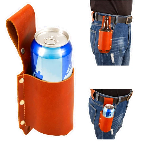 QCWN Beer Belt,PU Leather Beer Holster Bottle Holders,Beer Holster Belt Holder,Grilling Beer Gifts for Men Father Day Christmas, for Beer Drinkers/Lovers Beer Accessories for Trave Cowboy Gift