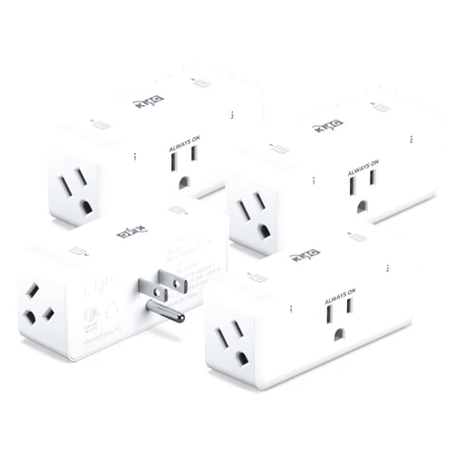 KMC Smart Plug Side 4-Pack, Smart Outlet Splitter for Smart Home, 3-Outlet Wall Plug Extender, Compatible with Google & Alexa Smart Plugs, No Hub Required, WiFi Plugs Smart Plug WiFi Outlet