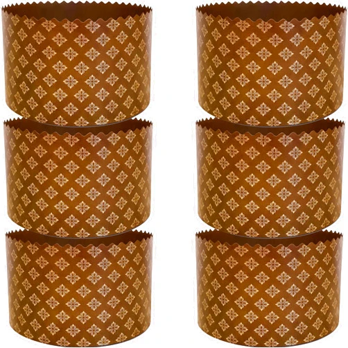 Geborilma 24 oz Geborilma Panettone Mold 6 x 4 IN - Large Panettone Paper Mold 6 Pack - Easter Bread Molds for Baking H10 x W15 cms - Panettone Paper Baking Molds Large - Kulich Molds for Baking