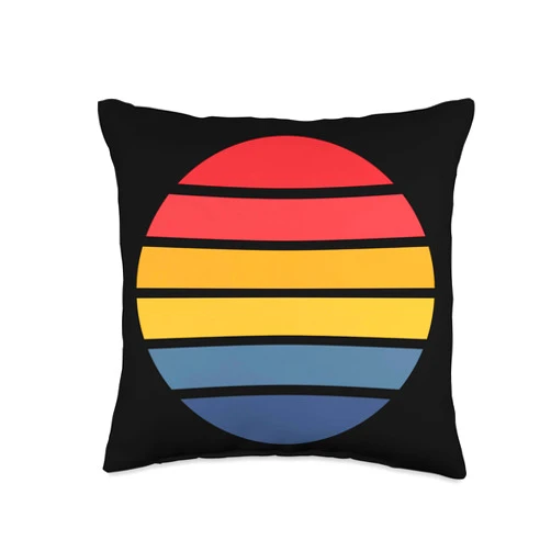 Classic Minimal Decorative Retro Pattern Design Colorful Striped & Dotted Vintage Style Retro Dots & Stripes Throw Pillow, 16x16, Multicolor