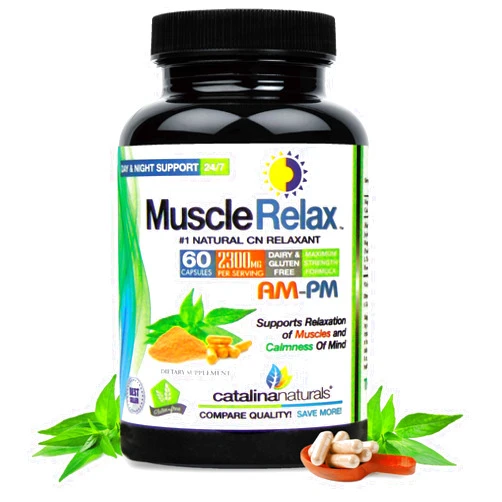 Catalina Naturals The Original Natural Muscle Relax AM-PM 24/7 Day or Night Relaxant from Catalina Naturals with Magnesium for Calmness - 60 Count