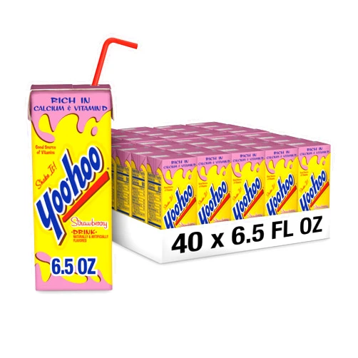 Yoo Hoo Yoo-hoo Strawberry Drink, 6.5 fl oz boxes, 40 pack (4 Packs of 10)